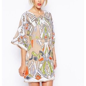 ASOS premium sequin geo tribal kimono mini dress